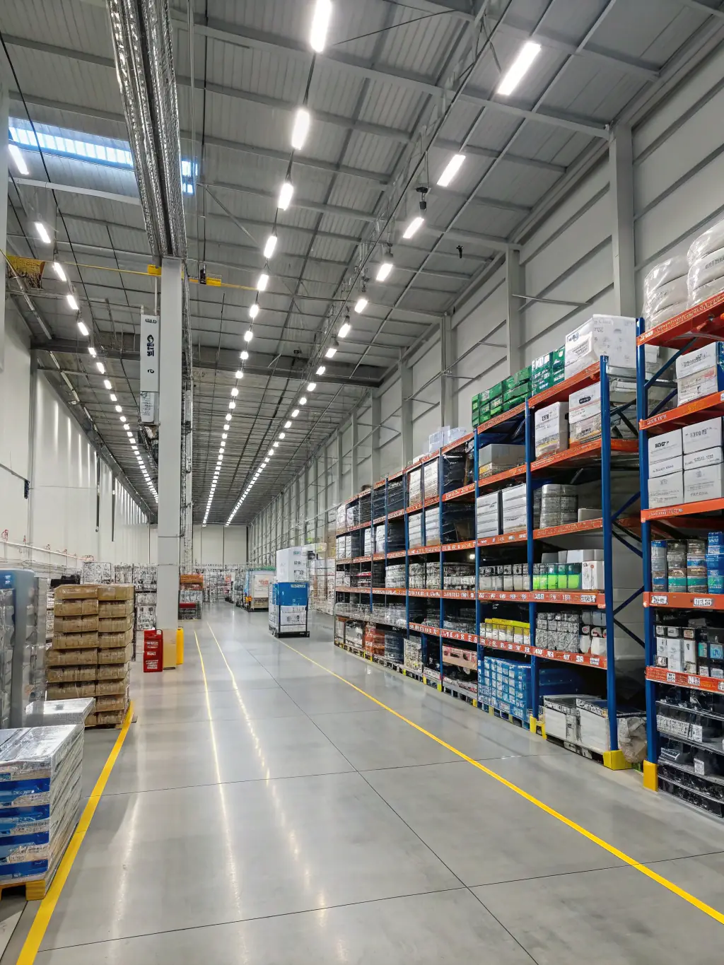 An image showcasing the interior of Ymsh's modern warehouse, highlighting organized storage and efficient logistics operations.
